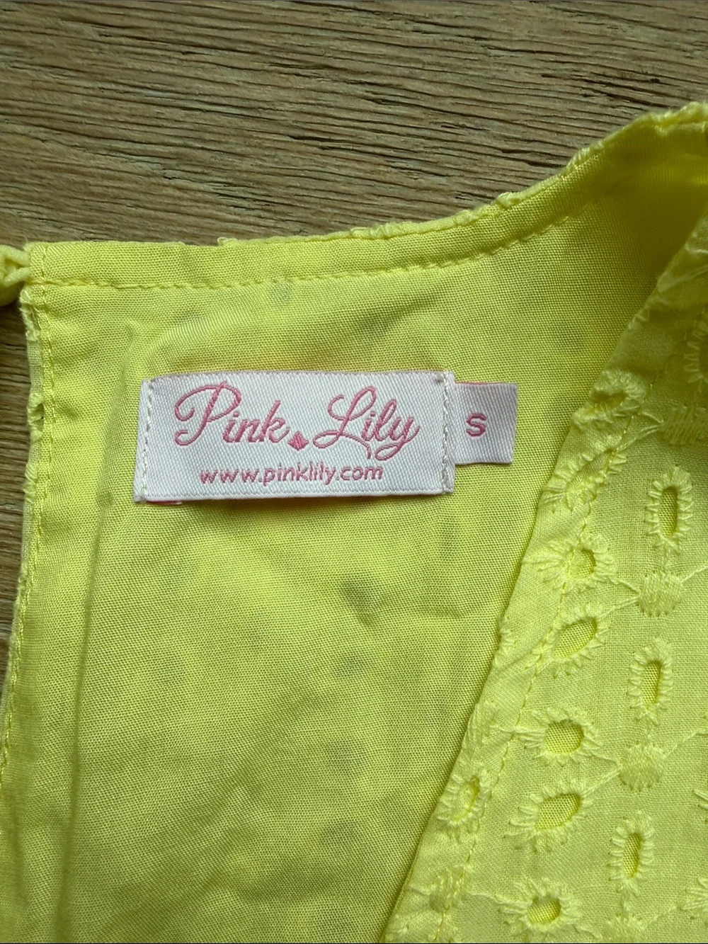 Pink Lily Lemon Eyelet Flutter Sleeve Dress - Picture 2 of 5